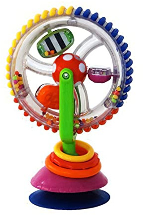 Baby Tummy for Time Toy Rainbow Suction Cup Rattle Crib for Sky Wheel with Colorful Beads Interactive Rotary Baby Highchair Toy with Suction
