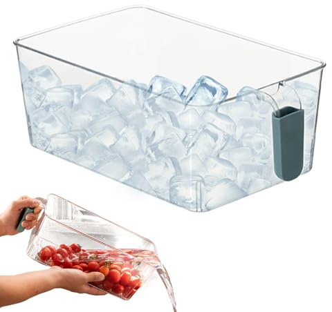 Ice Bin for Freezer BPA Free Transparent Ice Cube Storage Container with Handle Food Grade Plastic Freezer Organizer Bin for Kitchen Pantry and Refrigerator Use