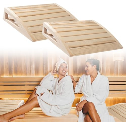 Reposacabezas de madera para sauna (2 unidades),Almohada De Madera,Reposacabezas ergonómico para sauna de madera,Relájese en posición reclinada,Apto para todo tipo de saunas