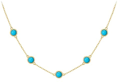 Beydodo Collier Kette Damen Gold 585 Echtgold, Halskette mit Türkis Kette 45CM Gold für Frauen