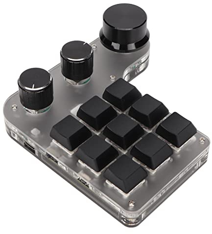 RASTKY Macro Custom Mini RGB Clavier rétroéclairé pour Logiciel de Conception Graphique, Batterie au Lithium Incluse (Black)