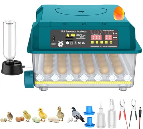 Automatische Brutmaschine für 36 Eier, Inkubator für Eier, automatisch, mit automatischer Umdrehung der Eier, Temperatur- und Feuchtigkeitskontrolle, Brutmaschinen für Kükenausbrütung, Ente (36 Eier)