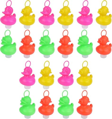 SERENA'S ® Pack of 20 Weighted Ducks with Hooks 7cm Plastic Ducks in 4 Neon Colours Kids - Duck Fishing Set, Duck Bath Set, Bath Toys, Best for Kids