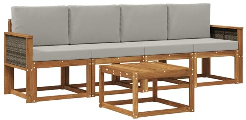 vidaXL Outdoor-Sofagarnitur mit Kissen 4 pcs, Garten, modernes Outdoor-Sofa, gemütliche Lounge-Sitzgruppe für Terrasse