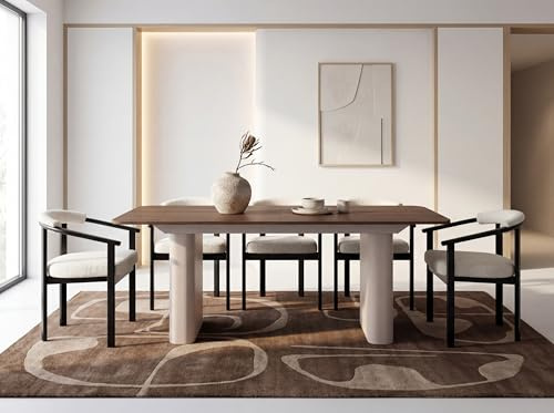 WFL GROUP Ausziehbarer Rechteckiger Esstisch – XXL Modernes Design Metallgestell in Kaschmir – für 10-14 Personen, 200 x 90/300 cm – Walnuss Braun