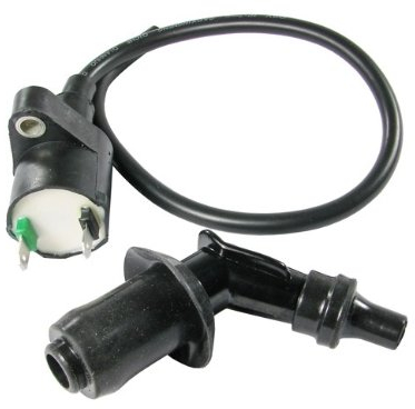 Zündspule mit Zündkabel und Zündkerzenstecker , alle Chinaroller Baumarkt, Chinaroller, 4-Takter, Baotian, BT49QT, Rocky, Benzhou, City Star, Formular 2000, 3000, One, Retro YY50QT, Buffalo, Silver, Speedy, Tanco, TVZ, Warrior, Wind, ZX, Dotero, Epella, GMX, Ering, Red Wing, Silver Fox, Smart Rider, Sprint, Flex, Tech Fun, Hurrican, Topdrive, Topspeed, Huatian, HAT, Italjet Mini, Jack Eco GT, Speed JMSTAR, Accipiter, Breeze, Eagle, Falcon, Sunny, Z-Bike, Zeus, Jonway, Kymco, Agility, Agili...