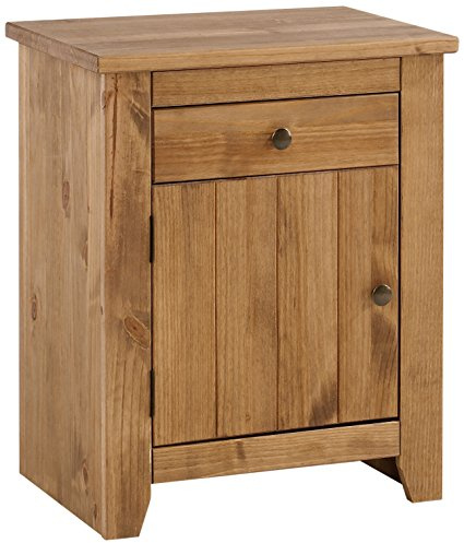 LPD Home Havana Bedside Cabinet – Pine with Aztec Wax Finish | Shaker-Style Traditional & Contemporary Bedroom Furniture | 1 Drawer & 1 Door Cupboard | Timeless Design