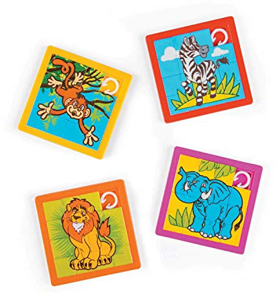 Safari Dschungel Tiere Schiebepuzzle Puzzle 12 Stück mit Palandi® Sticker
