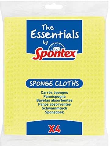 Spontex The Essentials Sponge Cloths, 4 Cloths