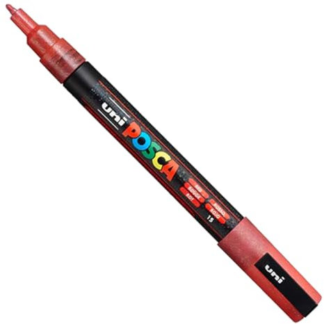 POSCA Lot de 6 Marqueurs PC3ML Pte conique fine en plastique Rouge Pailleté