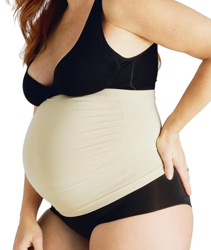 Belly Bandit Belly Boost Maternity Support Band - Ultra-Soft Pregnancy Abdominal Band w/Breathable Knit - Comfortable Discreet Stretch Support for Growing Bellies & Lower Back Relief - Nude, Medium