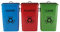 Premier Housewares Plastic, Paper and Cans Recycle Logo Bins - Multi-Colour, Set of 3