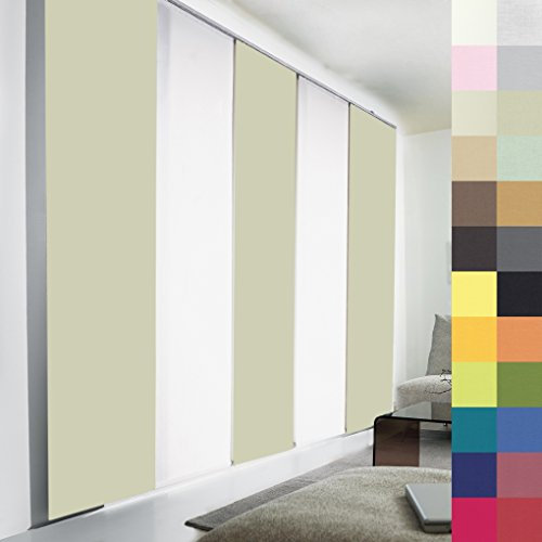 Sun World Schiebegardinen nach Maß, hochqualitative Wertarbeit, alle Größen verfügbar, Maßanfertigung, Schiebevorhang, Raumteiler, Flächenvorhang, Blickdicht (130cm Höhe x 80cm Breite/Eccru)