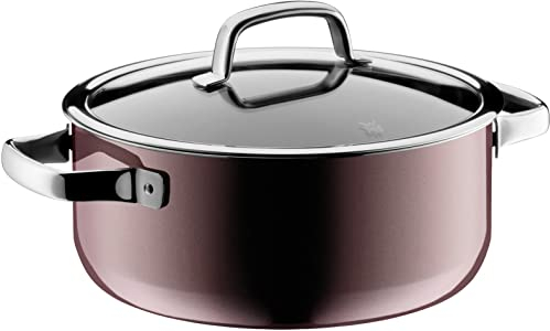 WMF Fusiontec Mineral Kochtopf groß 24cm, Glasdeckel, Bratentopf Induktion 4,4l, High-Tech Keramik, kratzfest, rot