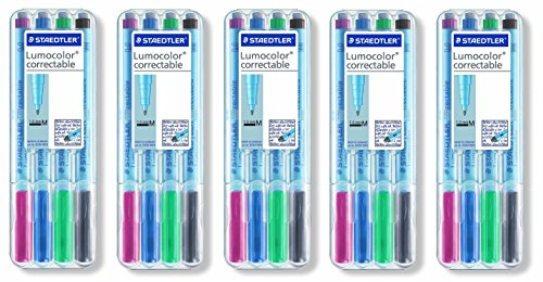 Staedtler Lumocolor 305M WP4-1 Folienstift, correct M Staedtler Box, 5 Set mit je 4 Stück (correct M | 4er Set, Mehrfarbig, 20)