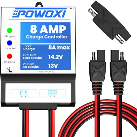 POWOXI Solar Panels Charge Controller, 8A Battery Regulator for 12V Solar Battery Charger, Solar Battery Maintainer and 12 Volt Batteries Power Kit Safe Protection