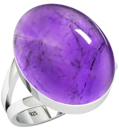 Jeweloporium Violett Echt Amethyst 925 Sterling Silber Ringe für Damen mit Stein Cocktail Silber Ringe Größe 57(18.1) Halloween Geschenk viktorianisch Schmuck