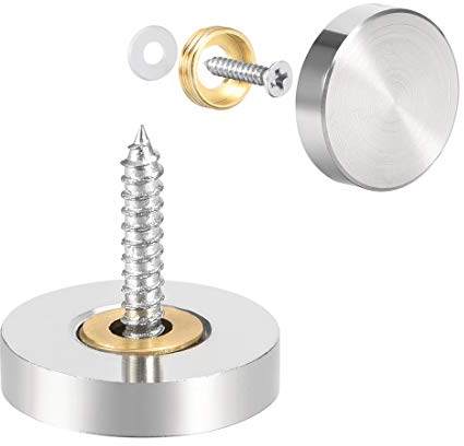 sourcing map Cache Vis Miroir Décoratif Capuchons Couverture Clous Brossé Acier Inox 22mm 2Pcs