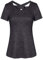 Sykooria Sport Shirts für Damen, Kurzarm Rundhals Sportshirt Leicht Fitness T-Shirts Laufshirt Atmungsaktiv Trainingshirt Yoga Tshirt Tops, Grau XXL