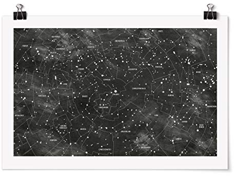 Bilderwelten Poster Motiv Wall-Art mit Klammern - Sternbild Karte Tafeloptik - Matt 20 x 30cm