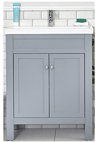 Milano Light Grey 615mm Bathroom Vanity Unit Basin Round Chrome Handle