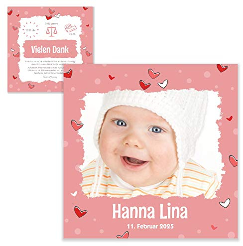 Unser-Festtag Süßer Schatz Dankeskarte edel modern originell Dankeskarten Geburt für Baby Mädchen, mit Foto, Ihr Wunschtext - 80 Karten