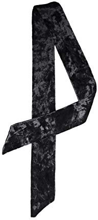 sourcing map Damen Langes Samt Skinny Schals Einfarbig Haarband Halstuch Schwarz L