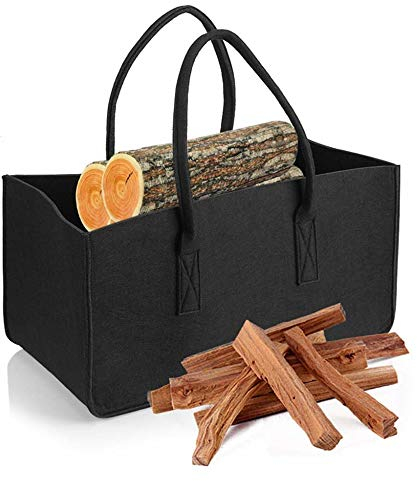 HIOD Brennholz Tasche Zeitungsständer Zeitungskorb Mode Filz Handtasche Shopping Einkaufstasche, Grosse Kapazität,Gray,1#