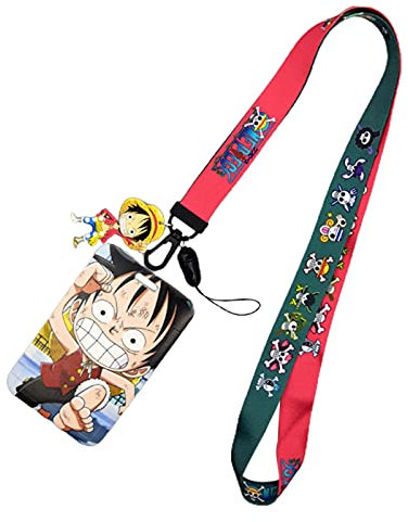 ALTcompluser Anime One Piece Lanyard Kartenhalter, Ausweishülle mit Band, ID Kartenhalter Ausweis Kartenhülle mit Keyholder Schlüsselband für Schlüsselanhänger, ID Card, Ausstellung(Kawaii Luffy)