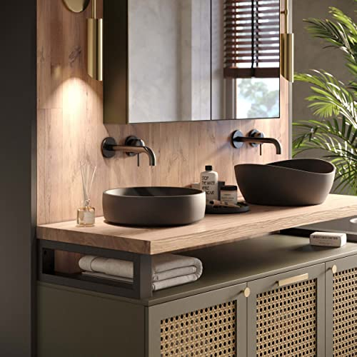 LAMO Manufaktur Plan Vasque en Bois, Plan sous Vasque Salle de Bain, Plan de Toilette, Plan Suspendu (sans kit de Fixation) 120x60 cm (L x H), Naturel, LWPG-01-A-002-EK