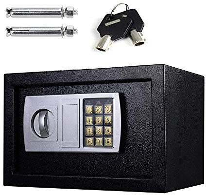 8,5L Coffre fort, Coffre-Fort Avec Serrure à Combinaison Pour Les Bureau à la Maison d'hôtel, 2 Clés d'urgence, Coffre Fort Mural à Fixer, 31 x 20 x 20cm, Noir