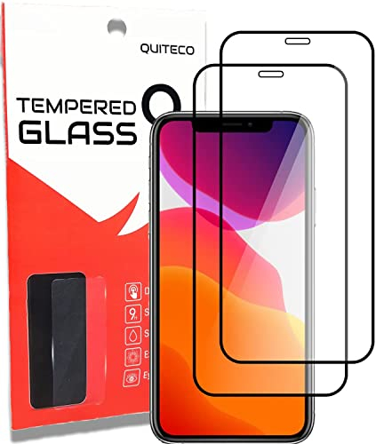 QUITECO Verre Trempé pour iPhone 12 / iPhone 12 Pro [2 PIÈCES] Vitre Protection d'écran Film Protecteur Couverture Complète 5D