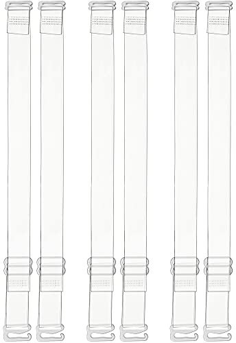 Syhood Invisible Clear Bra Straps Soft Transparent Replacement Bra Shoulder Straps Non-Slip Adjustable Bra Straps for Women (3 Pairs, 18 mm)