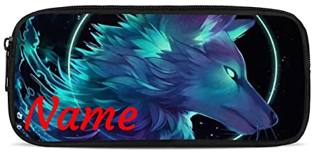 Belidome Wolf-Federmäppchen mit Namen, personalisierbar, Stifthalter, Schulbedarf