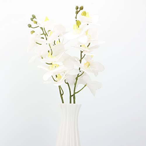 LGEGE Fiori artificiali Phalaenopsis Orchidea 3 pezzi – Fiori finti bianchi puri in tessuto di seta, veri fiori al tatto, per casa,cucina, ufficio, hotel, decorazione floreale, centrotavola per tavolo