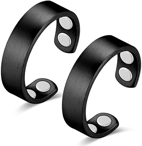 Vicmag Kupfer Magnetringe für Frauen Männer Ultrastarke Magnete 99,99% reines Kupfer Einstellbare Größe mit Geschenkbox (Schwarz matt)