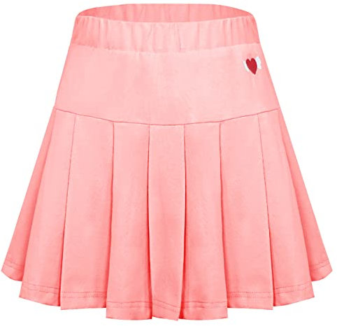SEAUR Faltenrock Kinder Mädchen Schule Uniform Rock mit Shorts Sportrock Einfarbig Tennis Plissee Röcke Süß Baumwolle - 120-110/116