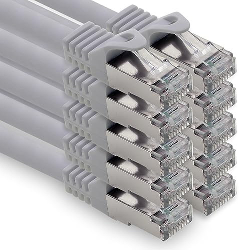 freiwerk 1,5 m – Gris – 10 unidades cable de red LAN Ethernet LAN Ethernet Patch Cable S-FTP LSZH PIMF 10 GB s RJ45 macho Cat6a