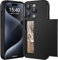 ACOCOBUY Compatible with iPhone 15 Pro Case with Card Holder Shockproof Protective Dual Layer Hidden Credit Card Slot Heavy Duty Wallet Phone Cover Armor Back Shell 6.1 inch for Men Women Black
