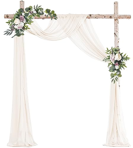 Ghope Hochzeitsbogen Vorhang Querbehang Transparente Tüll Hochzeits Hintergrund Vorhang Kulissenvorhänge Hochzeitsbogen Gardinen Dekoration für Fotografie Party Hochzeit Torbogen Zeremonie