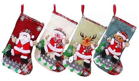 ViLiyDuo Weihnachtsstrumpf Nikolausstrumpf Set Nikolausstiefel Socken Weihnachtsstrumpf Geschenktüte Weihnachtsbaum Socken Nikolaussocken Für Weihnachtsfeier Dekorieren (A)