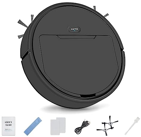 Lrtzizy 1Set Robot de Balayage, Aspirateur Automatique, Noir 3 en 1 Chargement USB 40Db Faible Bruit Robotique