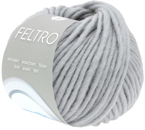 Lana Grossa FELTRO UNI 50 g moderne Filzwolle in kräftigen Farben (schrumpft beim Waschen ca. 30-40%) 50 m, Farbe:117 - Graublau