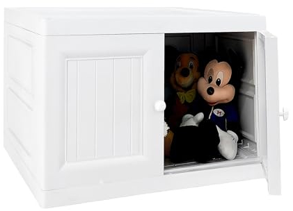 ABBAware Mehrzweckkomode, Sitzbank mit einrastenden Klapptüren, Haushaltsschrank 68x48x47cm mit extra großem Fach, Stabile Ausführung als Sitzbank geeignet, schöner Allzweck-Aufbewahrungsschrank