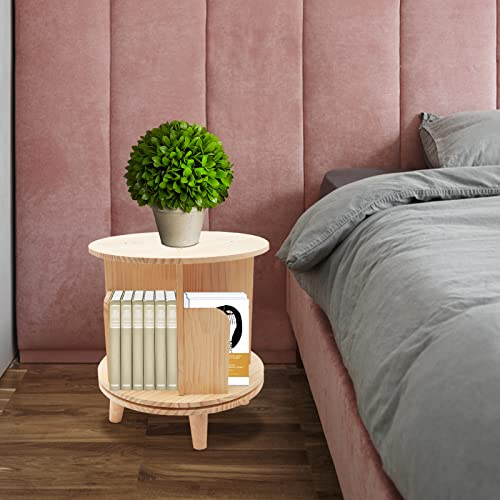 Shiyinge 1 Ebenen 360°Drehbares Freistehend BüCher Regal Holz Stand BüRo Aktenregal StäNder Einheit Aufbewahrung Rack Freistehende Regale Massivholz Drehregal Multifunktionales Lager Zylindrisch
