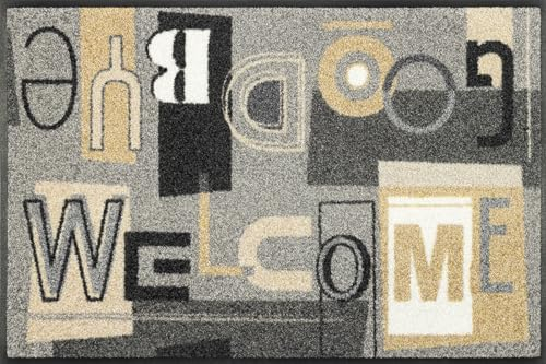 wash+dry Fußmatte, Welcome Goodbye 50x75cm, innen und außen, waschbar, bunt