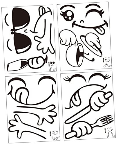UPKOCH 4sheets Face Stickers Fridge Decor Funny Wall Arts for Kitchen Refrigerator Peel Stick Removable Home Decor