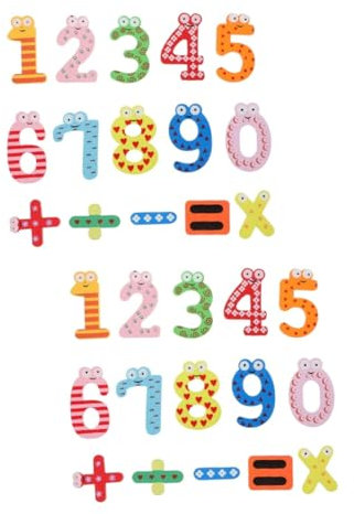Zerodeko 30 Pcs Digital Fridge Magnets Baby Toy Magnets for Kids Refrigerator Magnets Tool Magnetic Refrigerator Fridge Magnets for Toddlers Whiteboard Large Wooden Child
