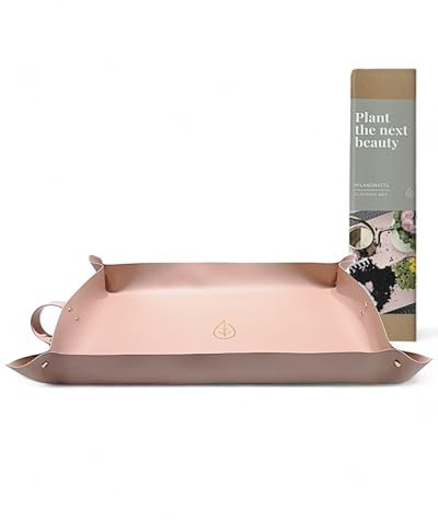 LIVLIG Pflanzmatte, robuste Umtopfmatte in Lederoptik, Wasserabweisende Arbeitsunterlage, Gärtner Unterlage, 70x45 cm, Altrosa