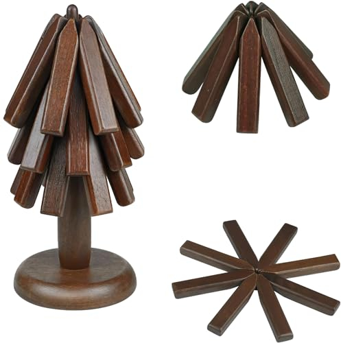 Wooden Trivets Set for Hot Dishes, Hot Pots and Pans, Trivet Tree Made of Black Walnut Trivet Set, Pot Trivets for Kitchen, for Hot Dishes/Hot Pot Holders/Pot/Bowl/Teapot